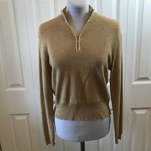 Ballinger Gold Treaded Knit 1/4 Zip Sweater Medium